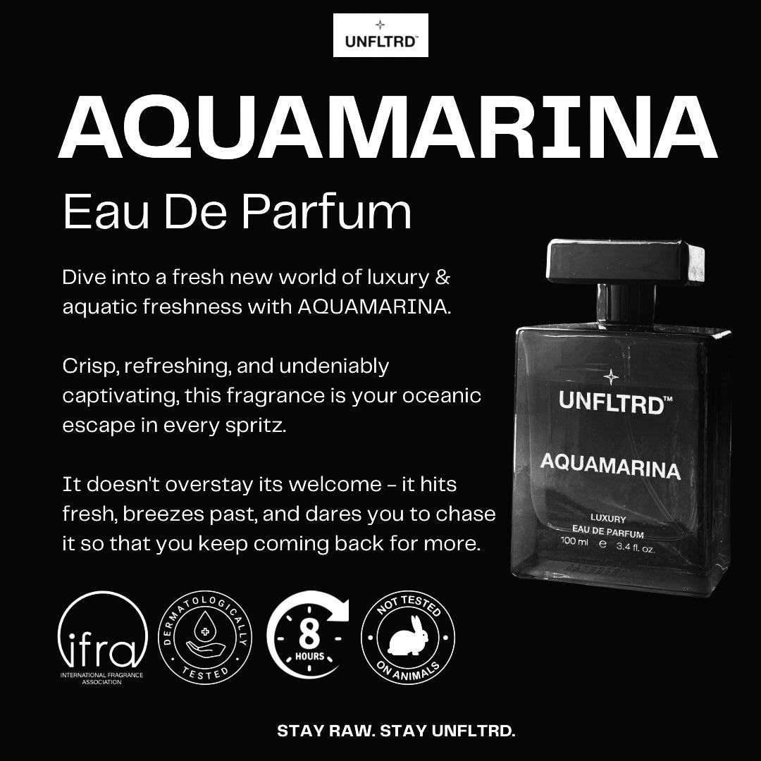 AQUAMARINA –  EAU DE PARFUM | 100 ML | UNISEX | Fresh | Aquatic | Marine | Fougere | Ozonic Aqua | Cypress | Cedar Wood | Sea Salt | Cashmere | Amber