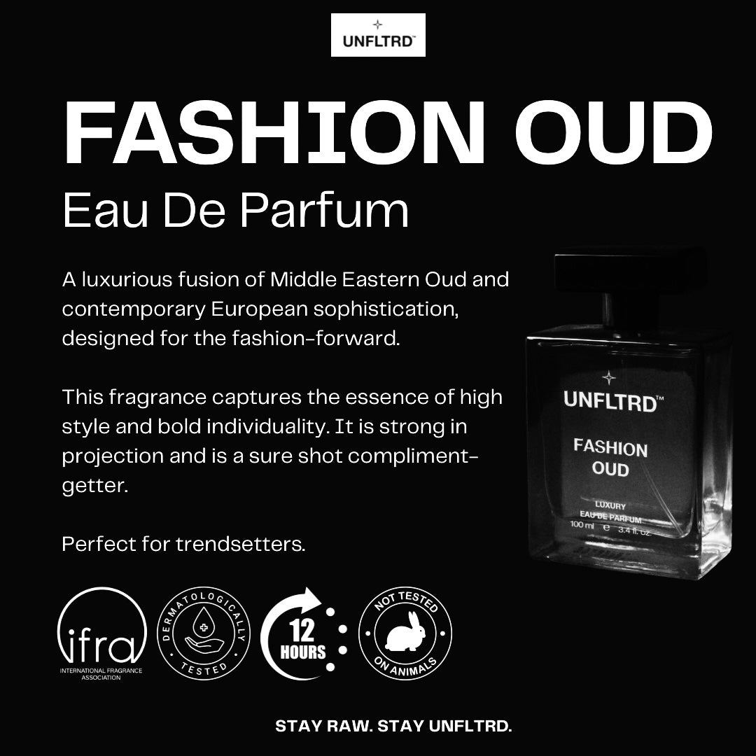 FASHION OUD – EAU DE PARFUM | 100 ML | UNISEX | Floral | Musky | Smoky | Spicy Clove | Bergamot | Rose | Cypriol | Patchouli | Leather