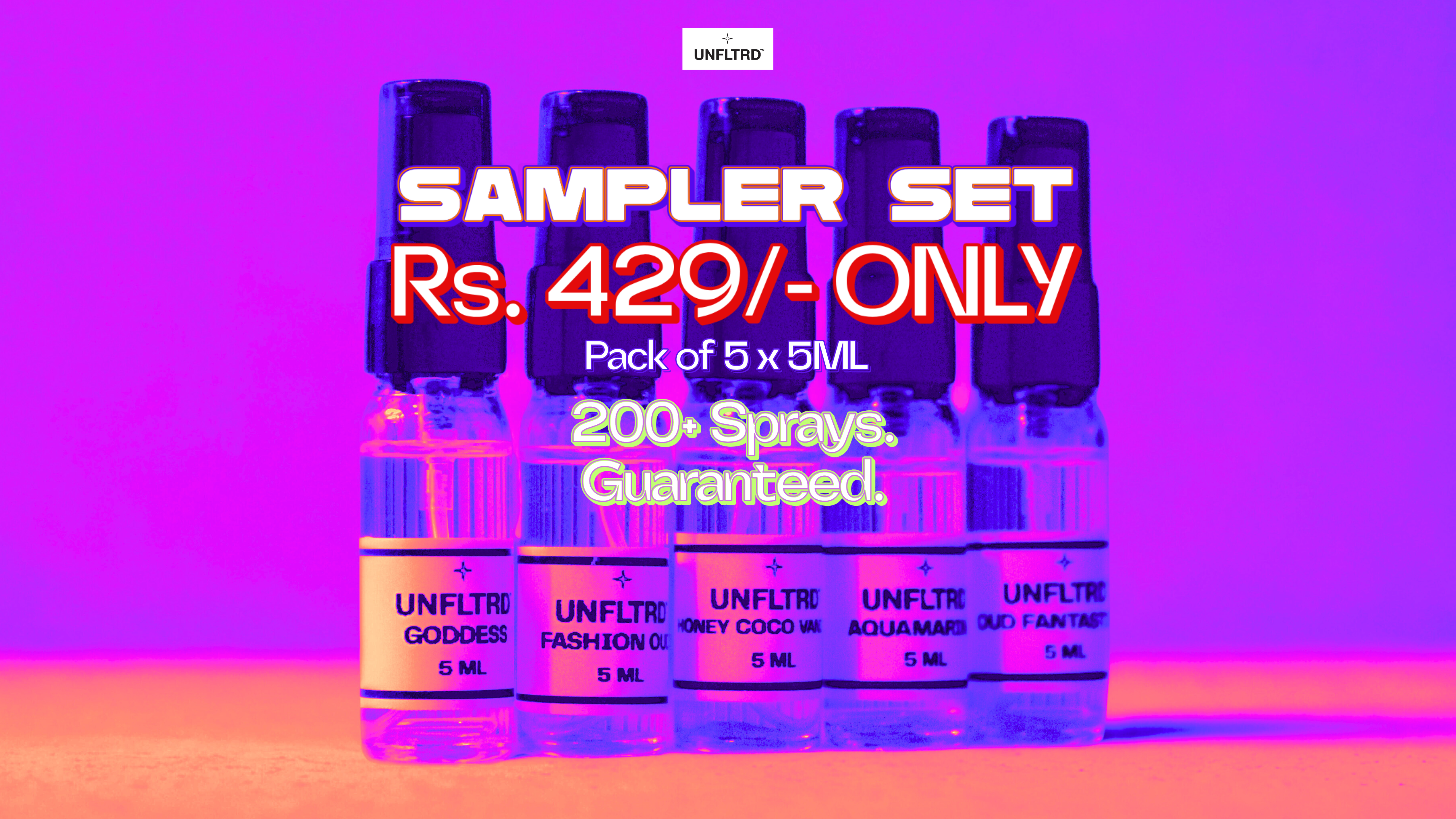 SAMPLER SET -  5 x 5 ML | All Variants | 200+ Sprays | Experience Our Entire Range